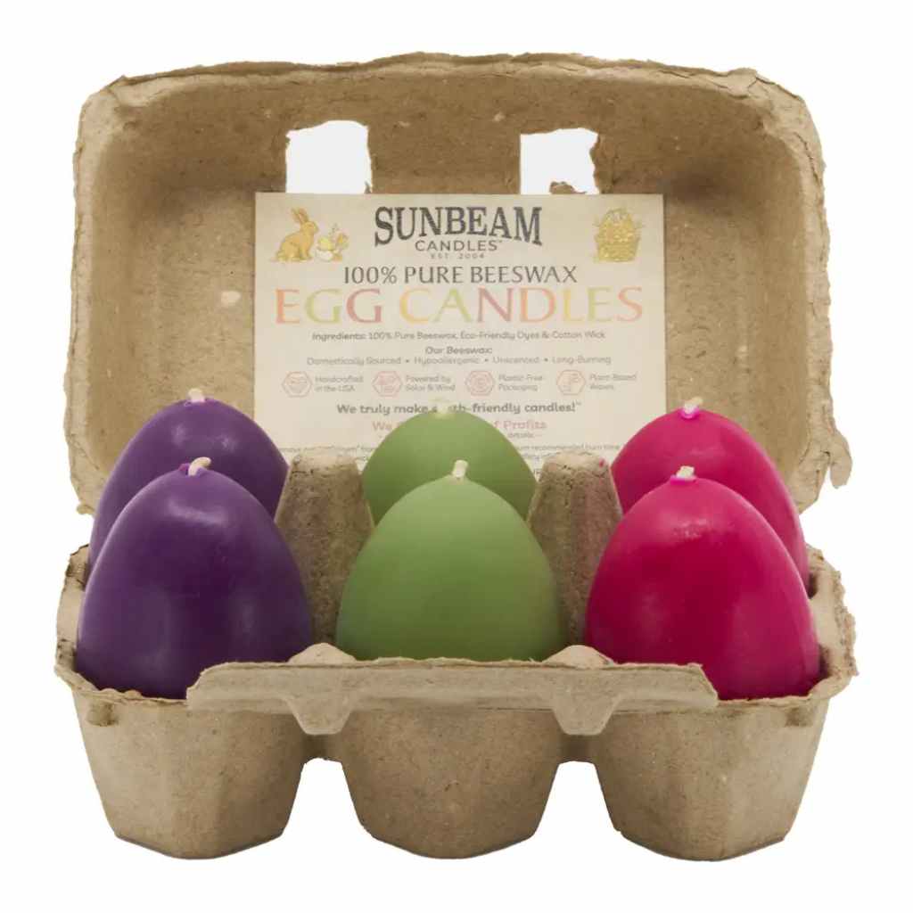 Unscented Beeswax Egg Candles | 6-Pack