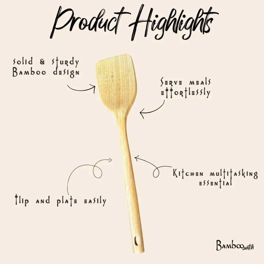 Wood spatula on pick back ground with text details.