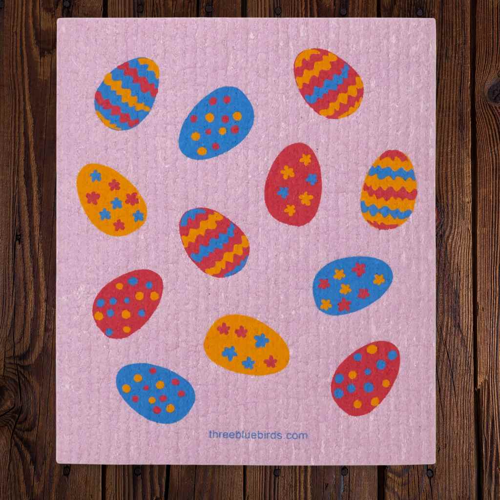 Swedish Dishcloth — Easter Eggs on Rose