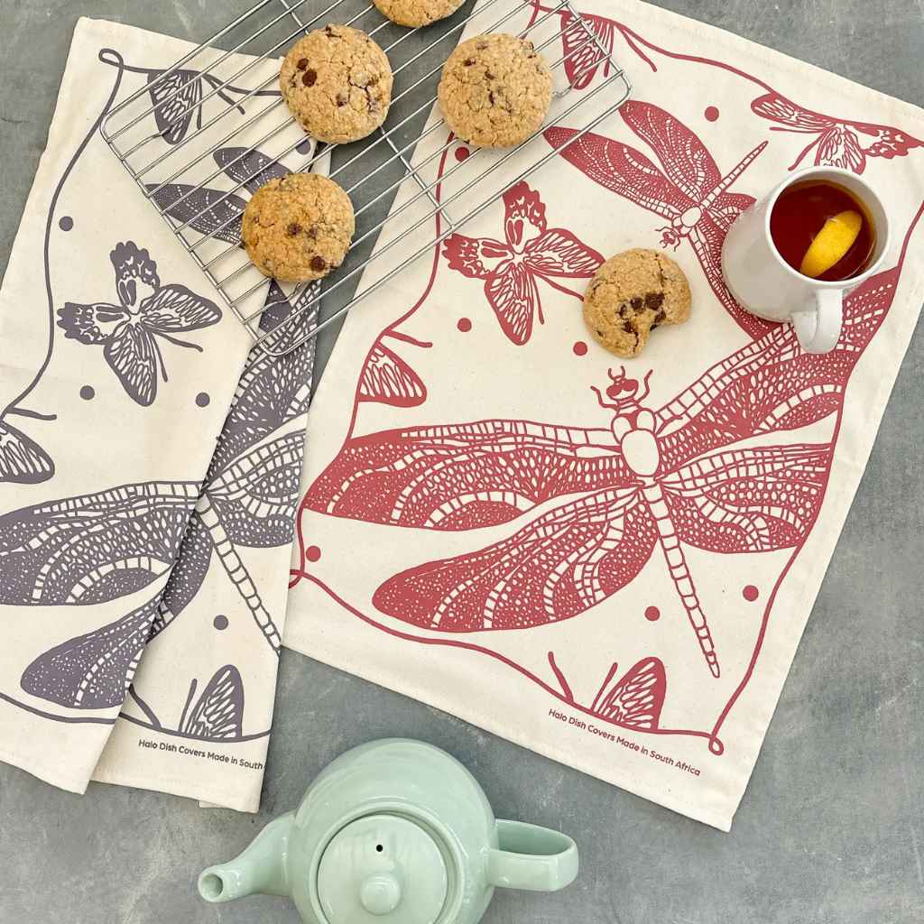 Organic Cotton Dish Towel — Butterflies & Dragonflies