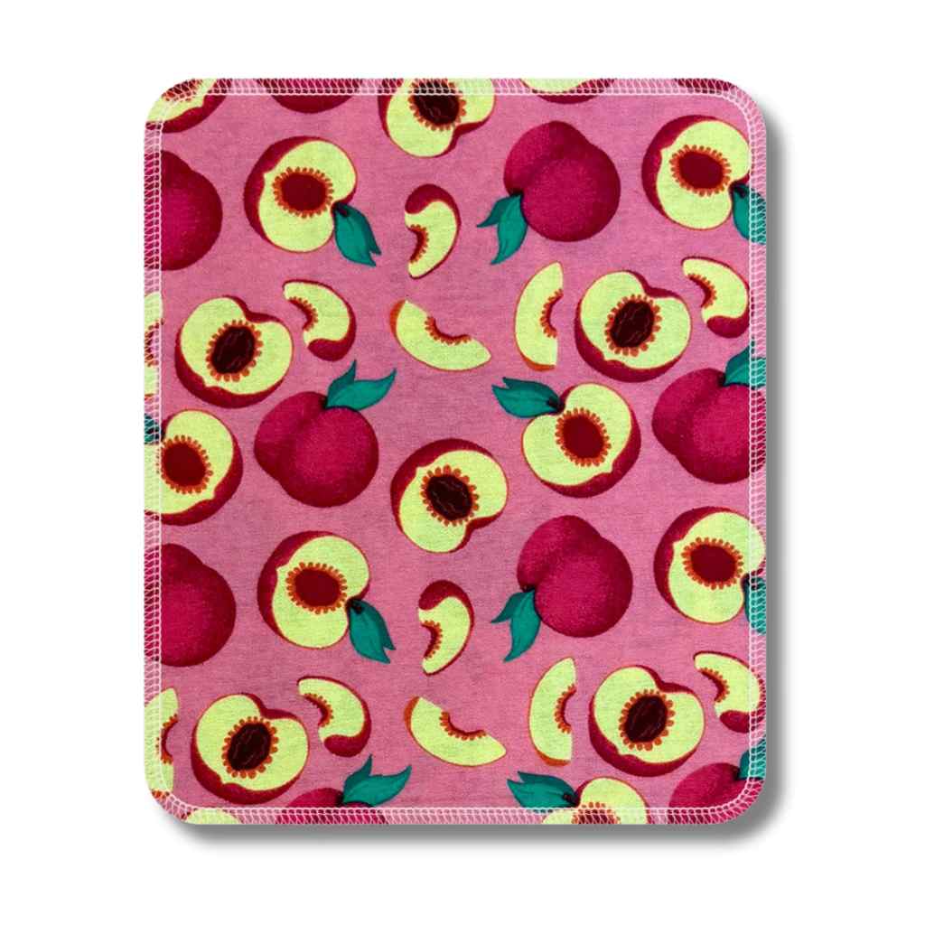 Unpaper towel with plum pattern on a white background