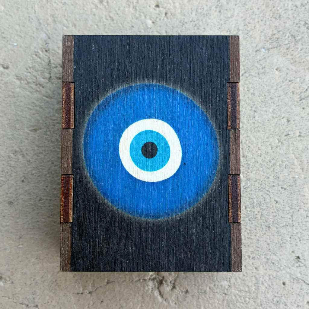 Evil Eye Wood Match Box + Matches