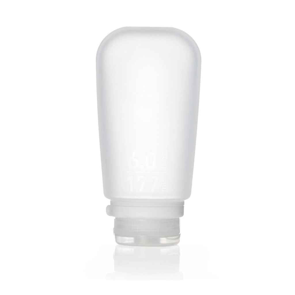 Refillable Silicone Squeeze Bottles for Travel made by humangear - GoToob+ is TSA approved for air travel. Designed in USA. X Large clear bottle.