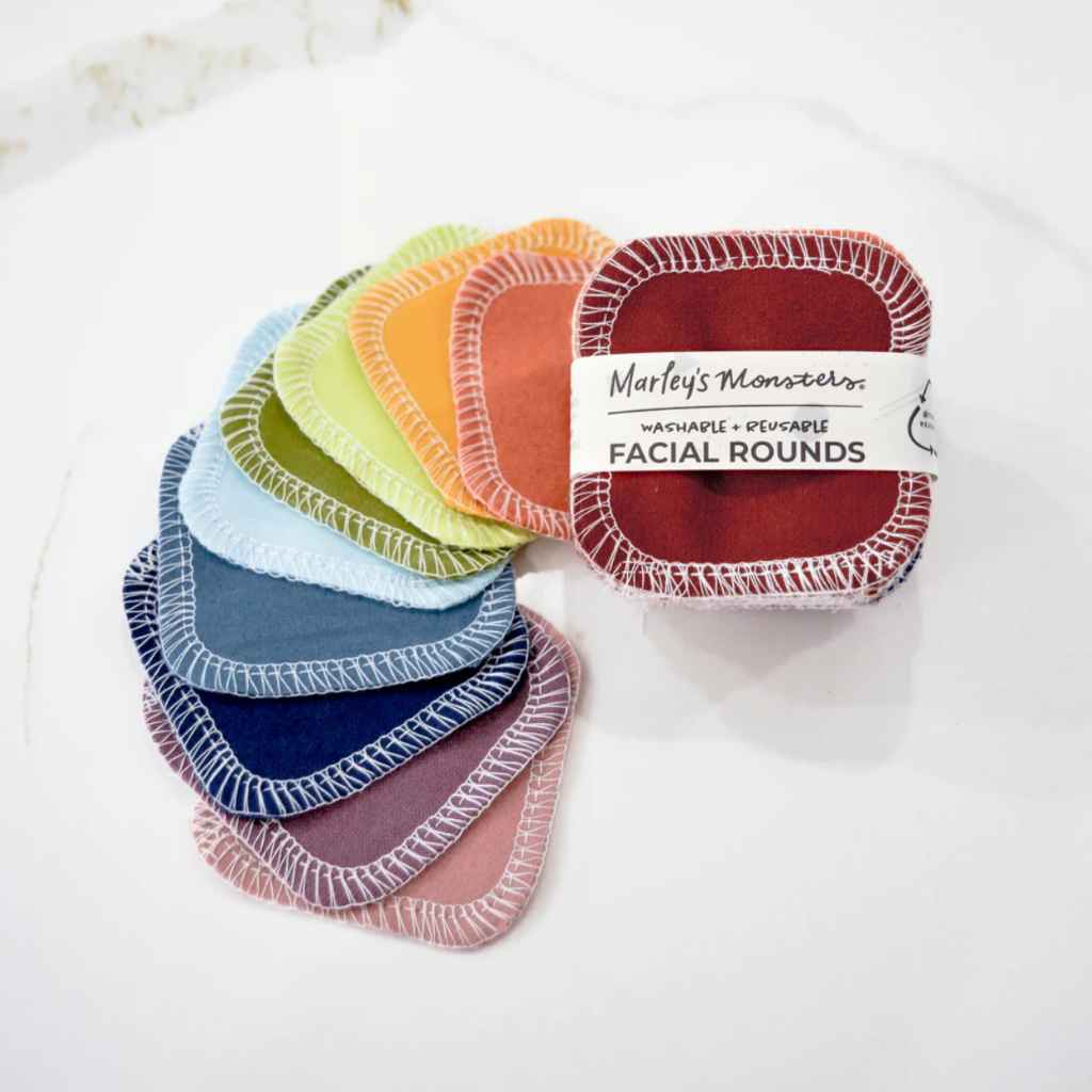 Marley's Monsters Reusable Facial Rounds -100% Cotton, Earthy Rainbow, 10-pack--What's Good