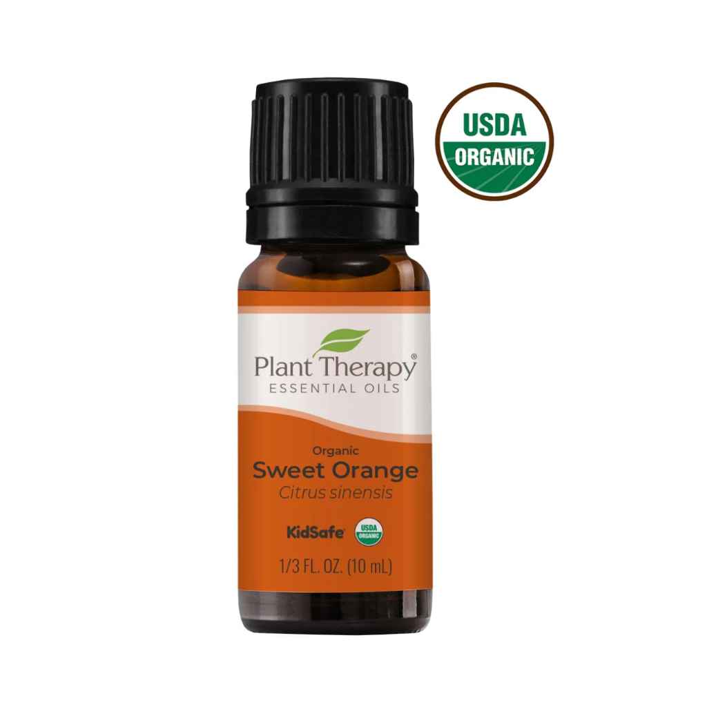 10 ML black bottle with orange label, USDA Certified organic sweet orange essential oil