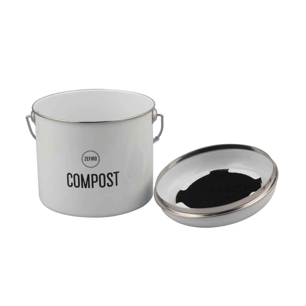 Stainless steel compost bin by Zefiro