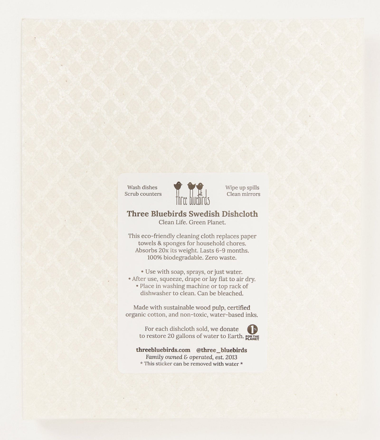 White Swedish Dishcloth Fungi Pattern Back Side Eco-Friendly