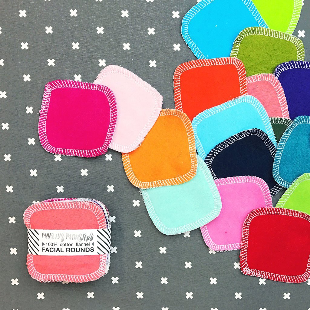 Marley's Monsters Reusable Facial Rounds -100% Cotton, Multicolored, 10-pack--What's Good