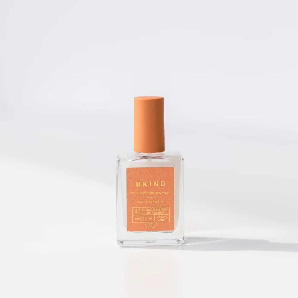 vegan, 72% plant-based, 21-FREE and fast drying top coat by BKIND