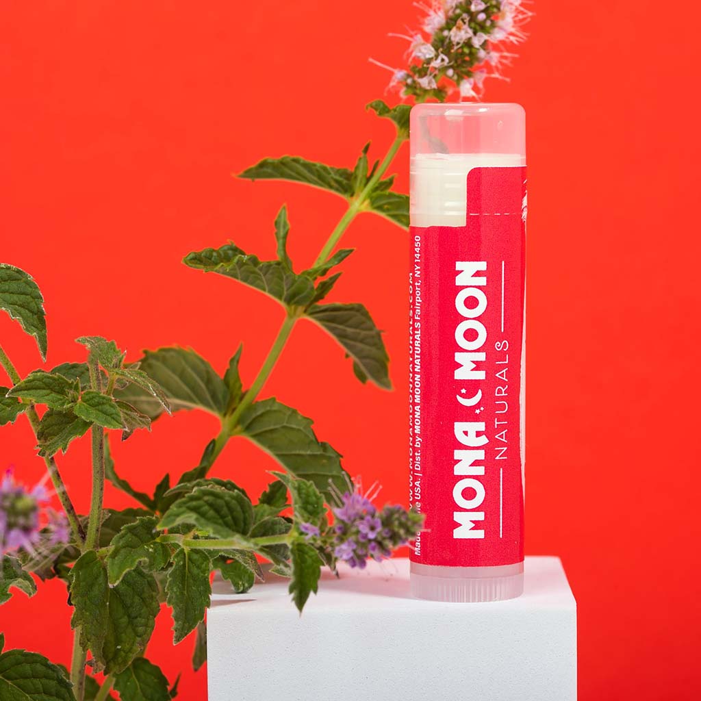 Mona Moon Naturals Lip Balm. Peppermint .15oz. Woman-owned company. Handmade in Rochester, NY.