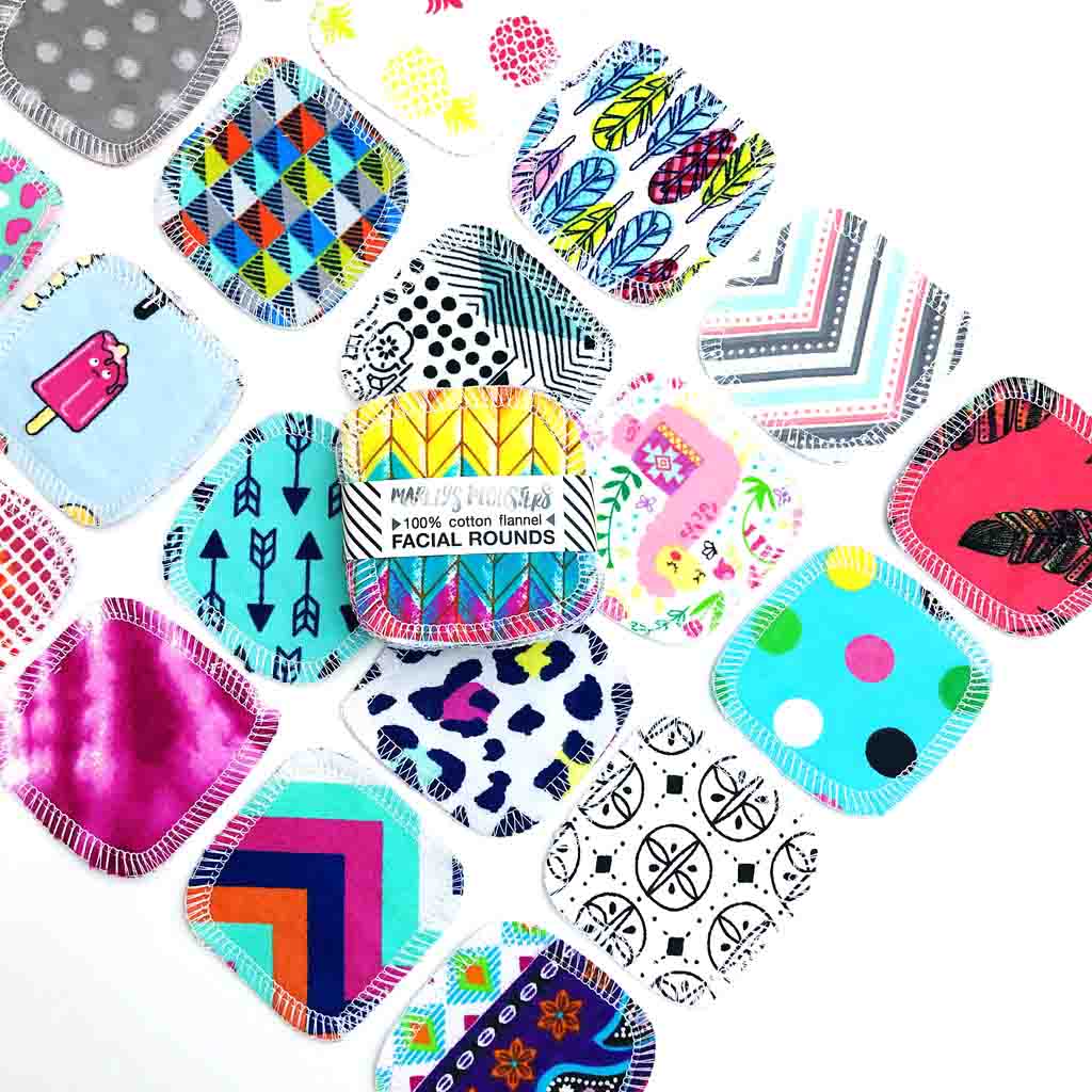 Marley's Monsters Reusable Facial Rounds -100% Cotton, Surprise Print, 10-pack--What's Good