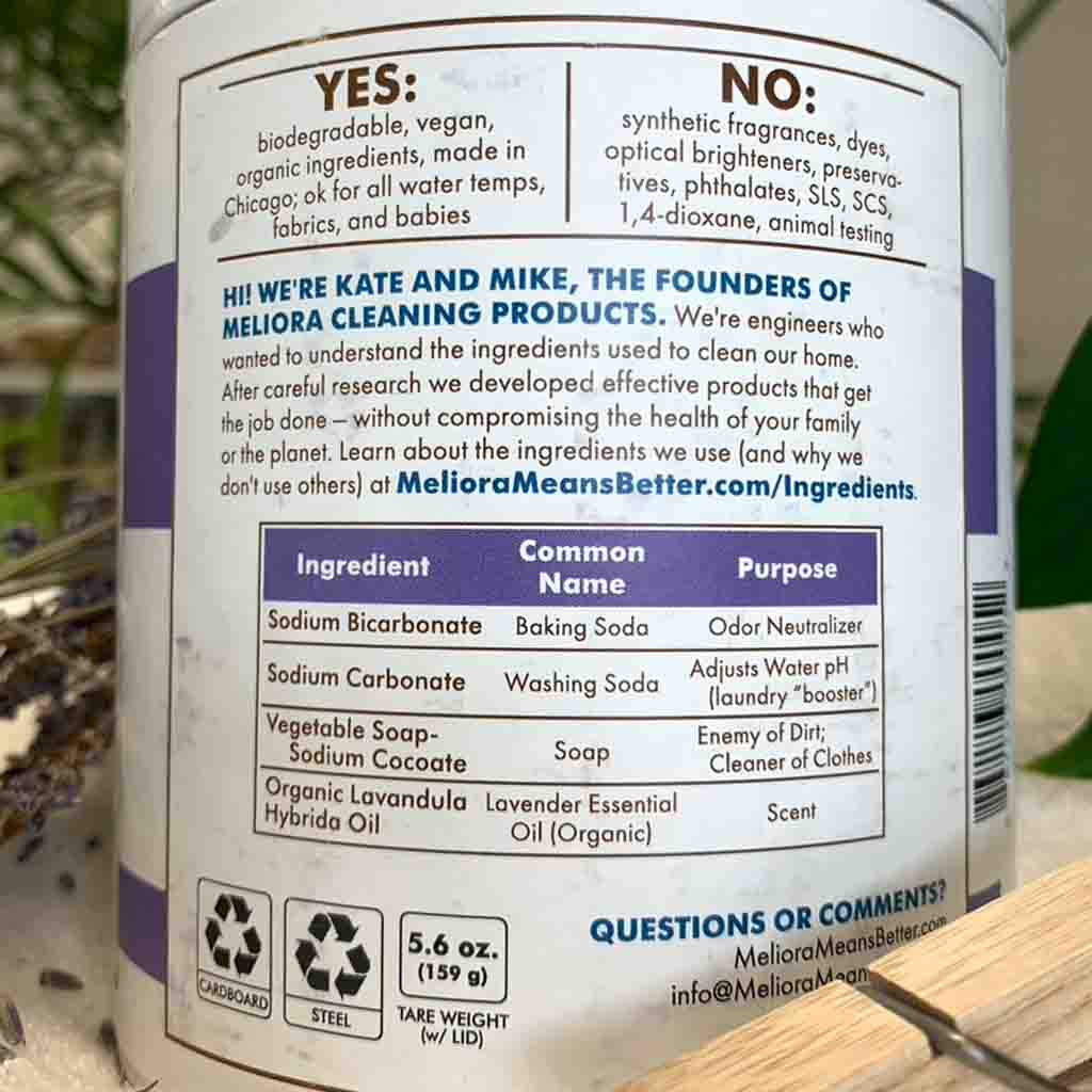 Meliora laundry powder back cover