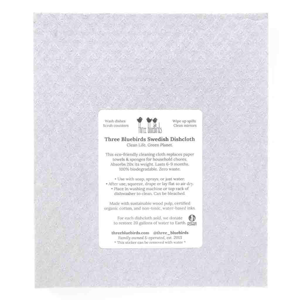 Grey Swedish Dishcloth Bees and Bugs Pattern Back Side Eco-Friendly