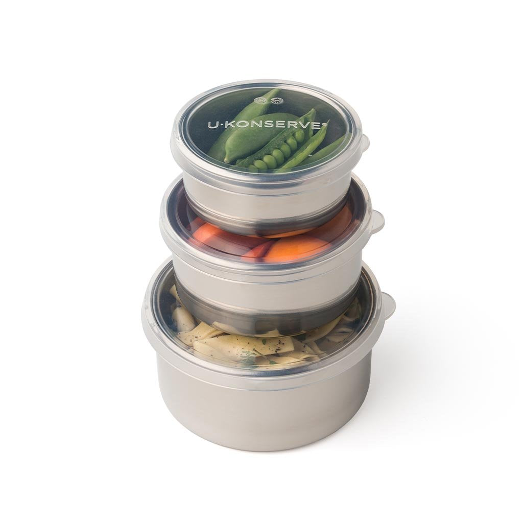 Round Stainless Steel Containers with Silicone Lids