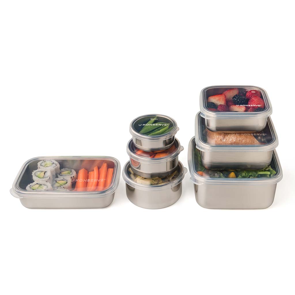Round Stainless Steel Containers with Silicone Lids