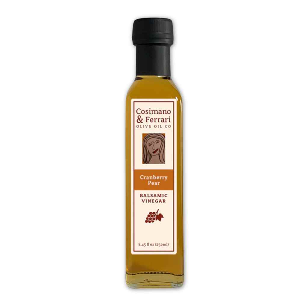 Cosimano &amp; Ferrari&#39;s Cranberry Pear Balsamic Vinegar, 8/45 fl oz. Sourced in Italy, made in USA.