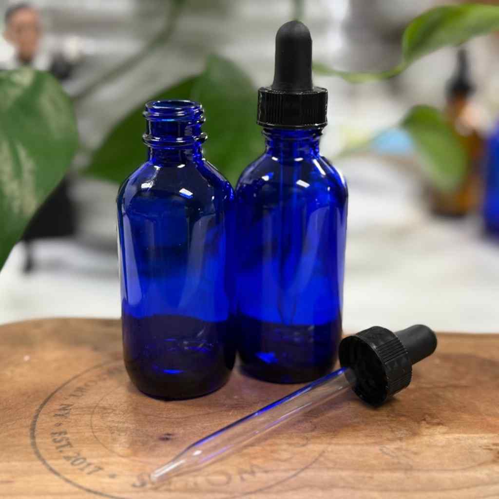 2 oz cobalt blue glass dropper bottle
