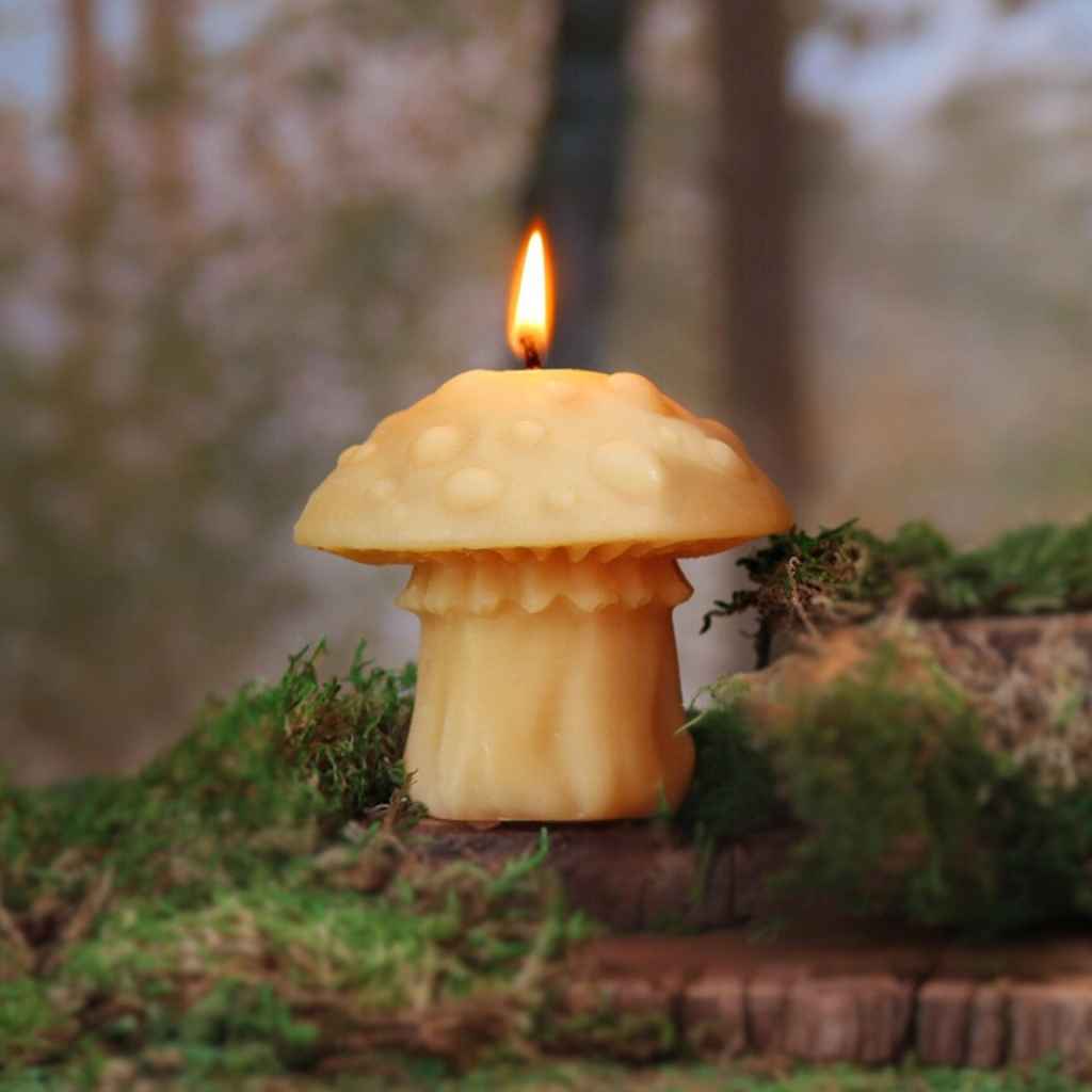 100% Beeswax Amanita Mushroom Candle