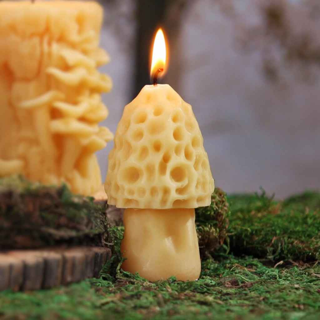 100% Beeswax Morel Mushroom Candle