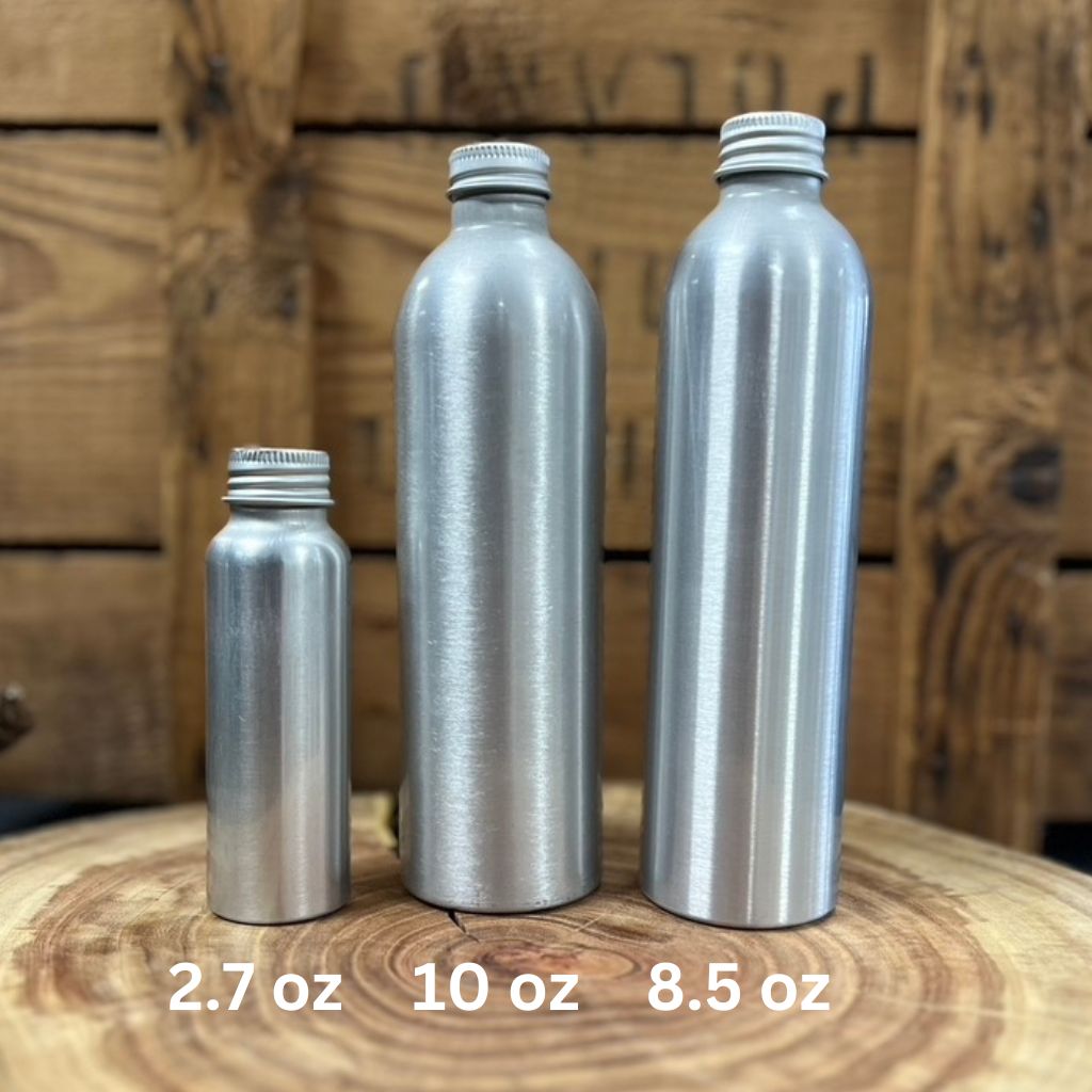 Brushed Aluminum Bottles & Tops