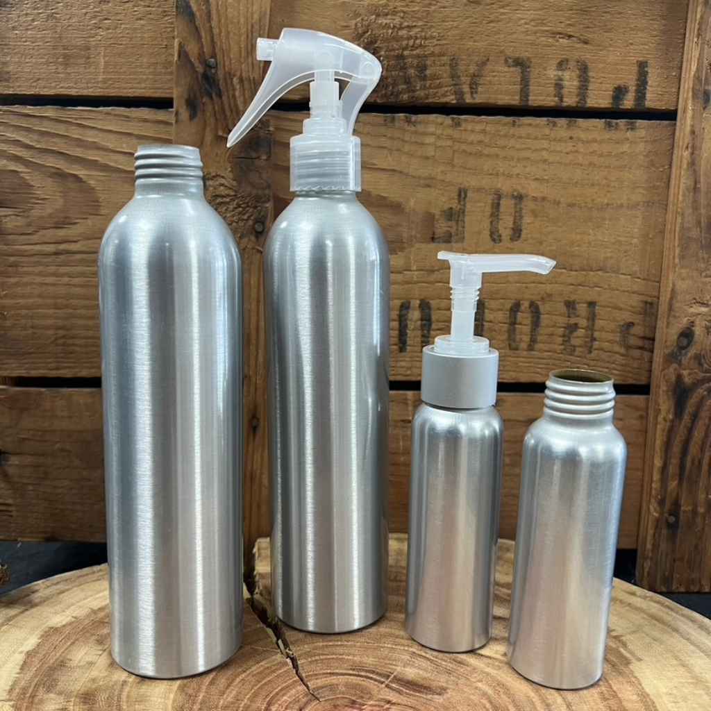 Brushed Aluminum Bottles &amp; Tops