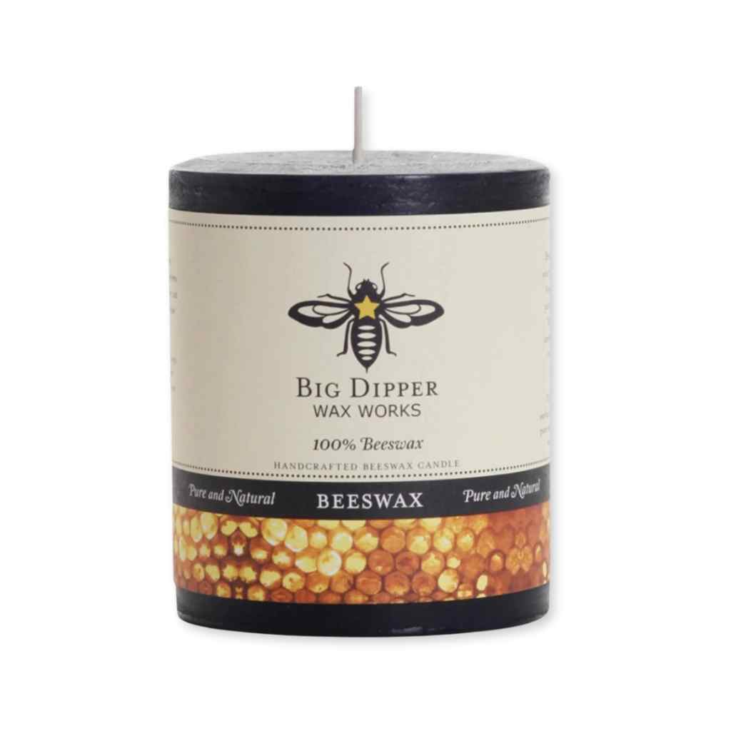 100% Beeswax Pillar Candles | Black Unscented