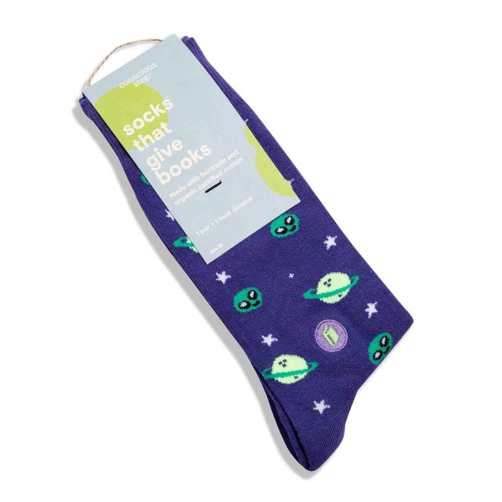 Organic Socks that Give Books | Purple Planets