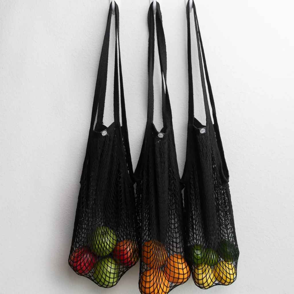 Reusable Market String Bag | Black, 10" or 22"