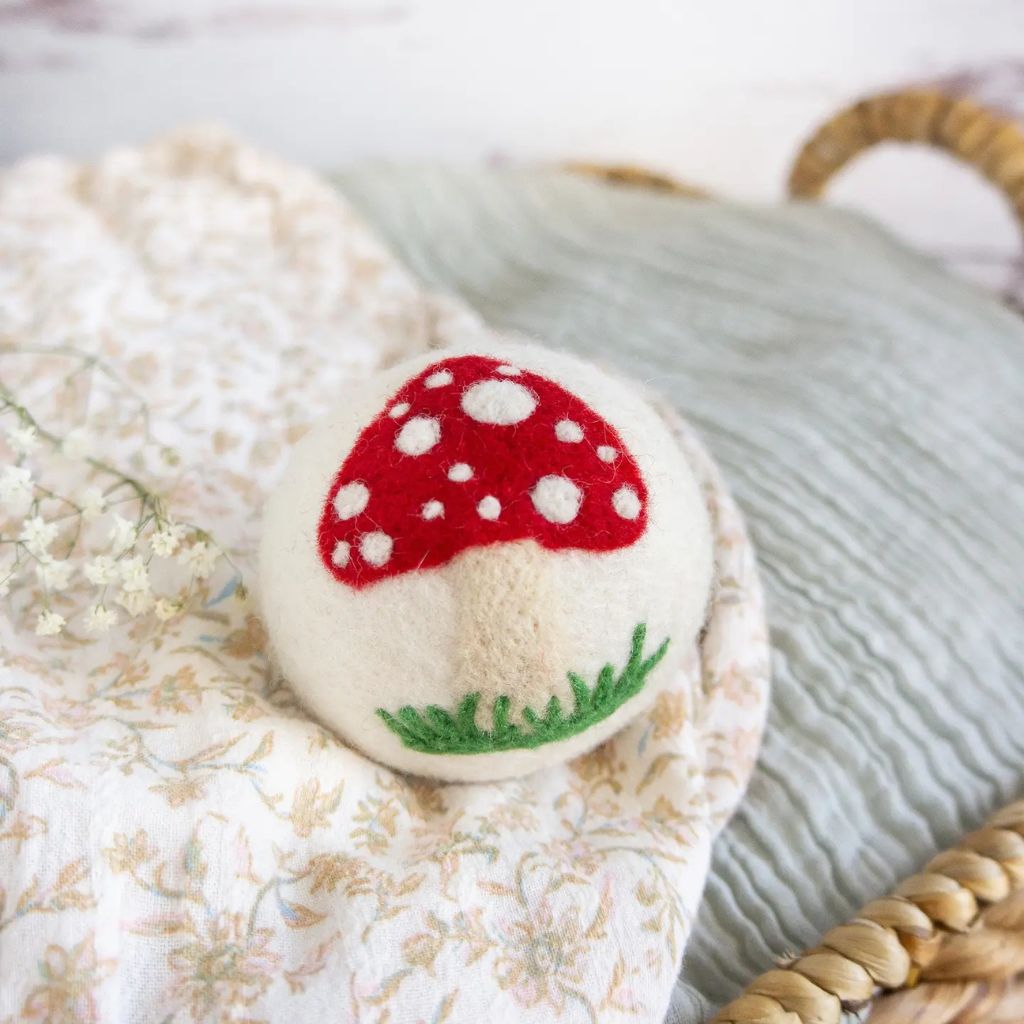 Eco Dryer Balls | Mushrooms on White