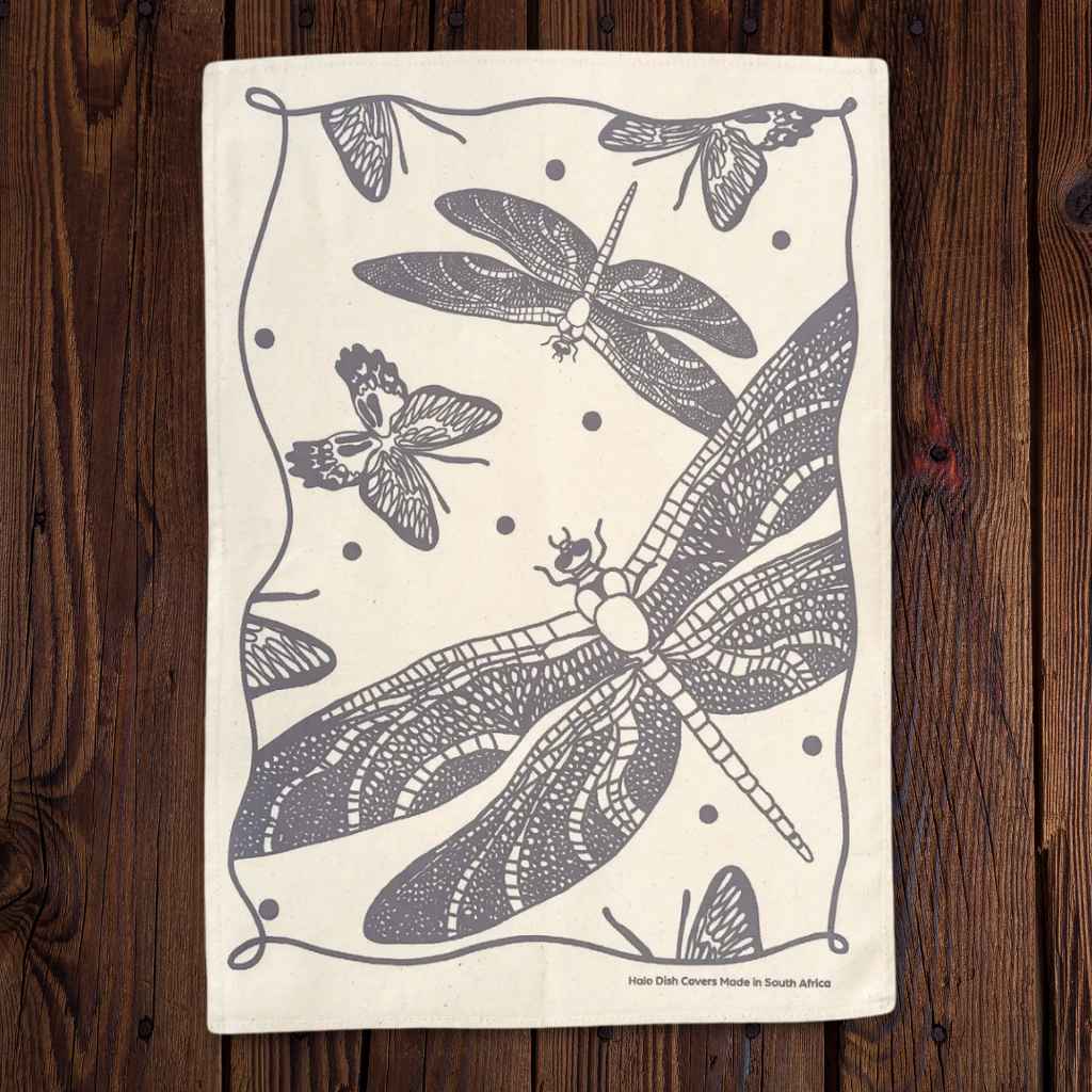 Organic Cotton Dish Towel — Butterflies &amp; Dragonflies