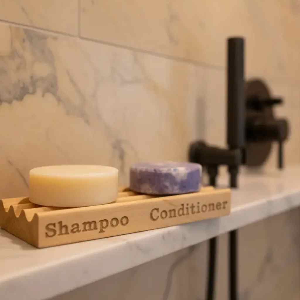 Wood Soap Dish for Shampoo & Conditioner