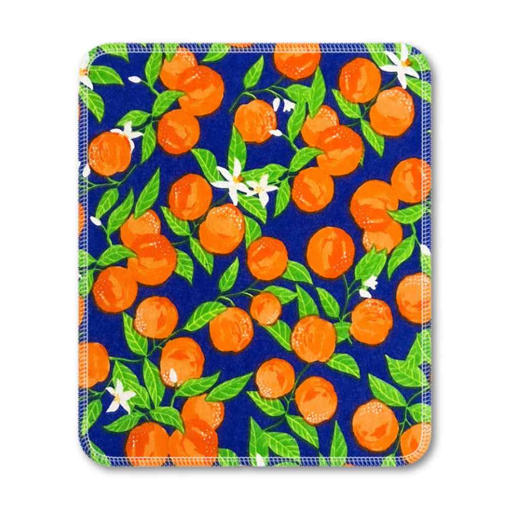 Unpaper towel orange fruit pattern on a blue background