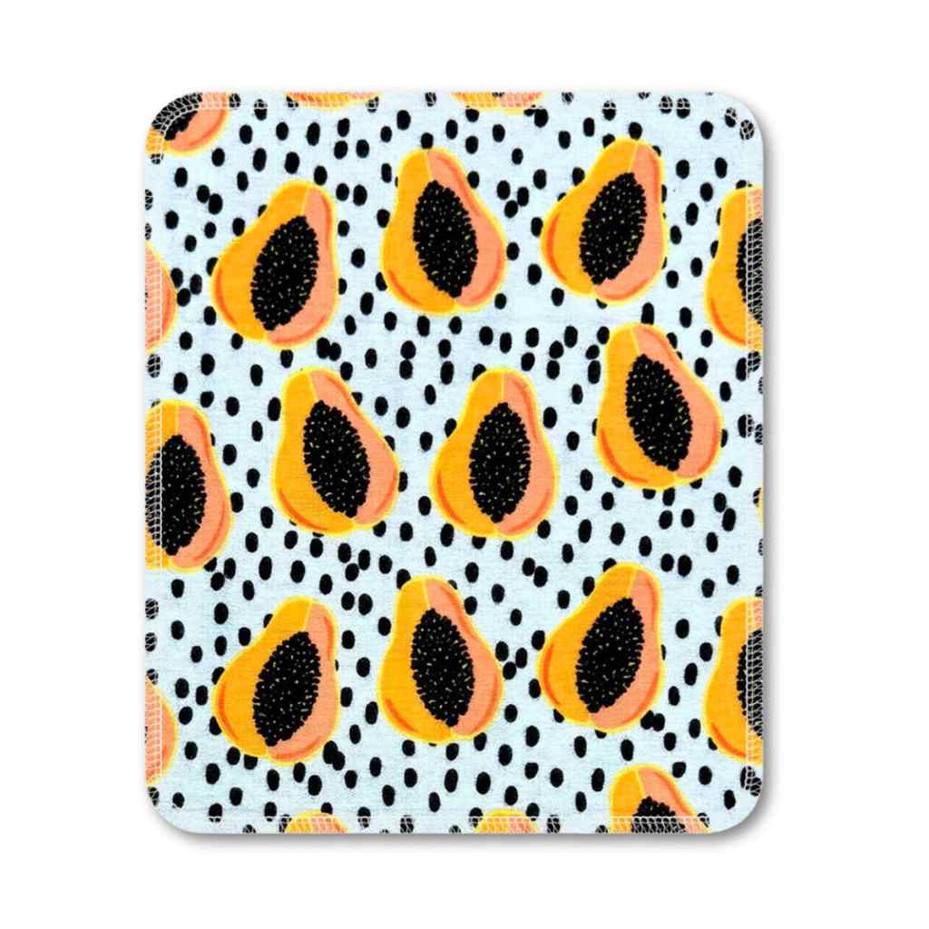 Unpaper towel papaya pattern on a light blue background