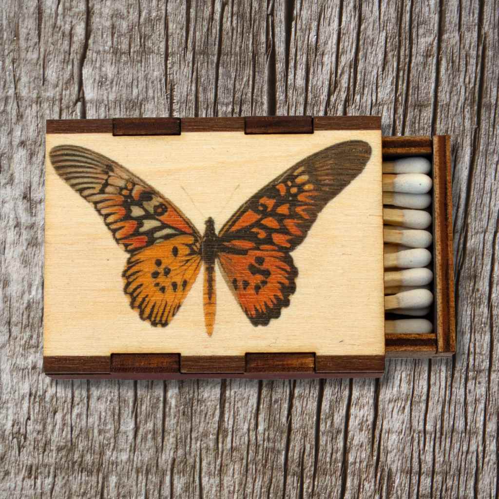 Butterfly Wood Match Box + Matches