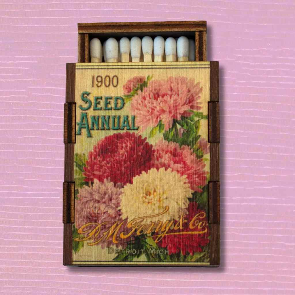 Flower Seeds Wood Match Box + Matches