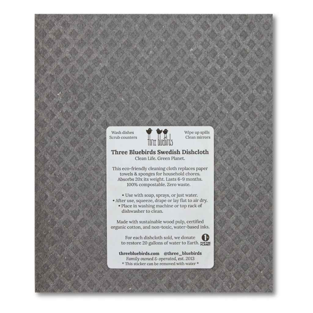 Swedish Dishcloth — White Sunflowers on Graphite