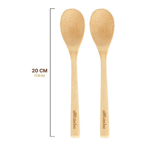 Reusable, vegan-friendly, 100% biodegradable spoon crafted from organically-sourced bamboo by AllBambu. 20cm in length (about 7.8 inches)