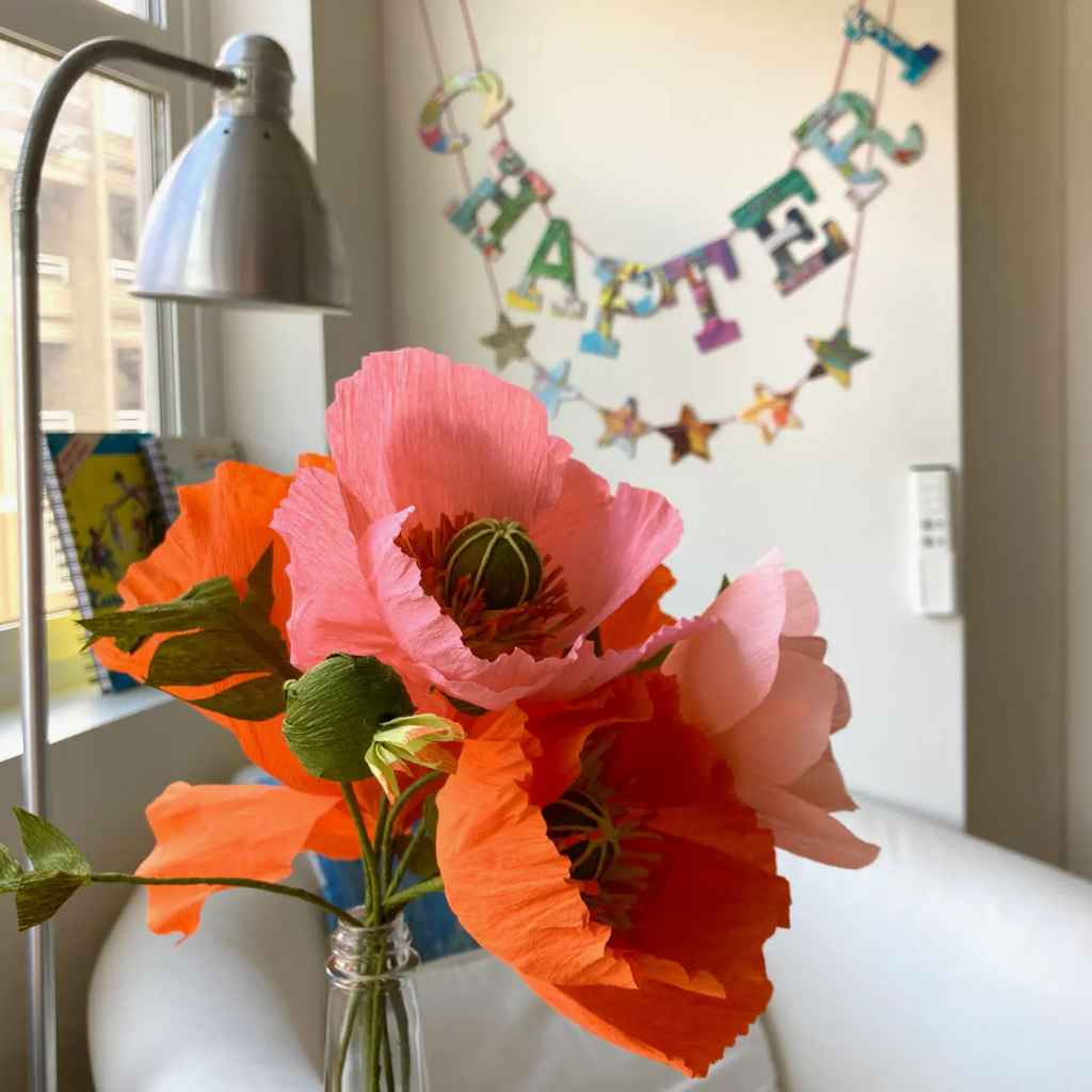 Attic Journal decorative garland with star shapes made from used, reclaimed, recycled board books