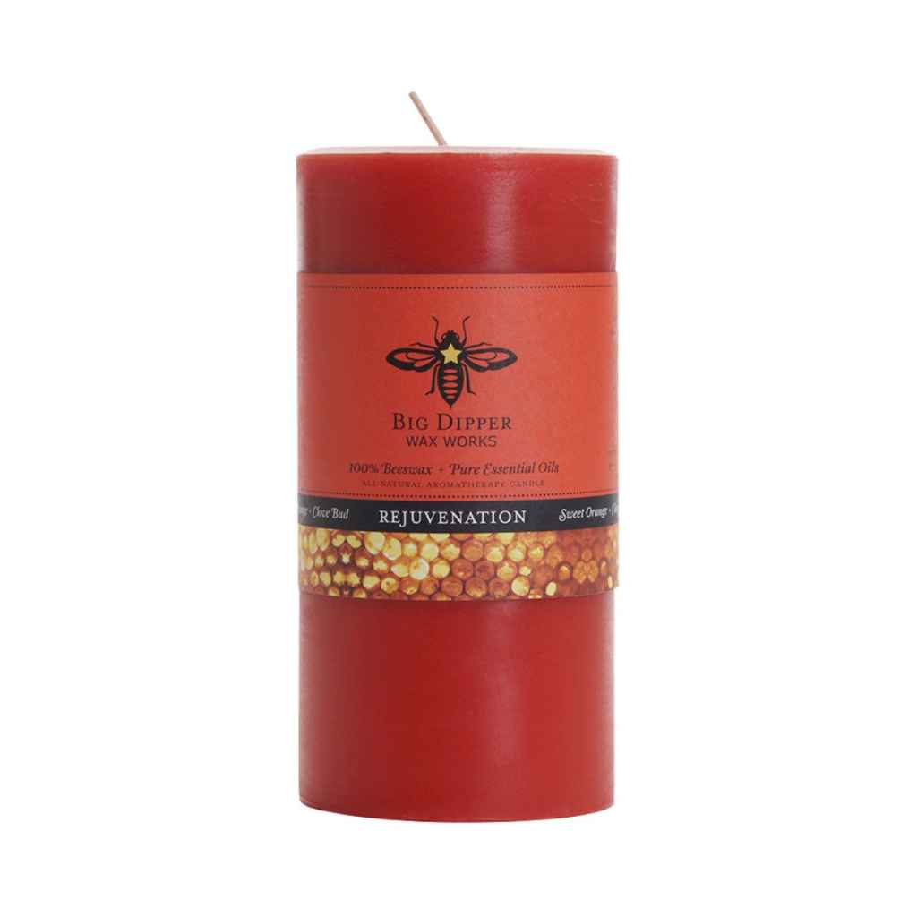 red pillar candles made by Big Dipper Wax Works (Rejuvenation)