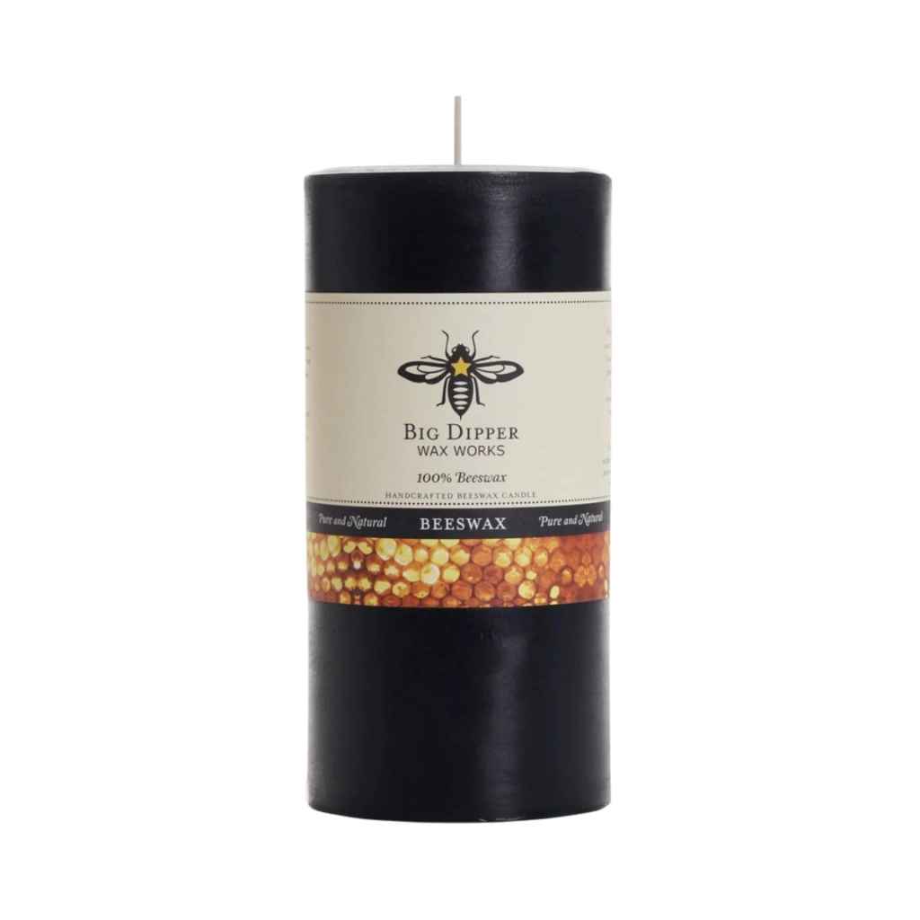 100% Beeswax Pillar Candles | Black Unscented