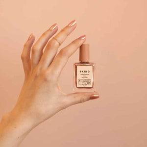 VEGAN, 21-Free, 77% plant-based nail polish, BKIND nail polish in Glazed pearly rose gold color