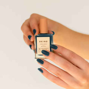 VEGAN, 21-Free, 77% plant-based nail polish, BKIND nail polish in Zodiac Sagittarius (deep blue)