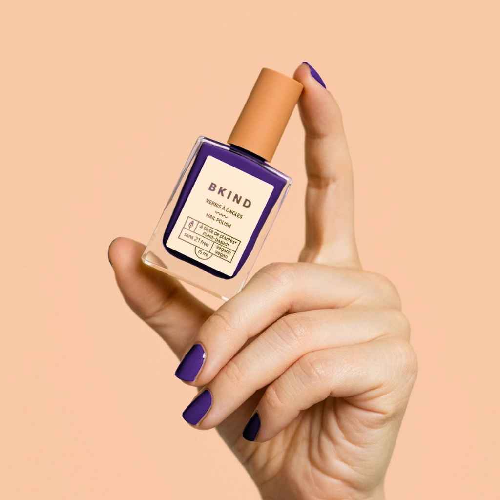 vegan, 77% plant-based, 21-FREE, professional-grade nail polish in a DARK PURPLE hue called URSULA by BKIND