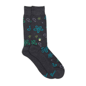 Conscious Step fair trade organic cotton socks that protect oceans - black with SpongeBob floral pattern