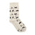 Conscious Step crew Socks That Save Cats beige-colored with black kitties and paw prints. Organic. Fair trade.