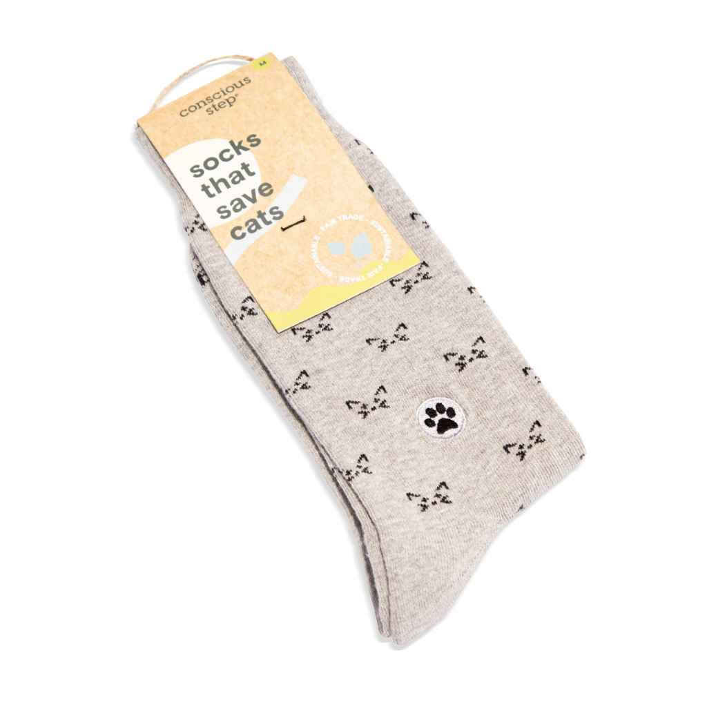 Organic Socks that Save Cats | Grey