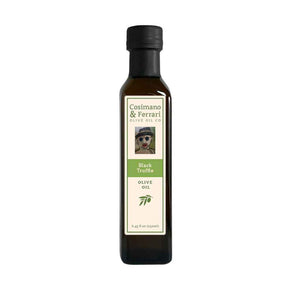 Cosimano & Ferrari Olive Oil Co., 100% Pure Extra Virgin Olive Oil, with all natural Black Truffle flavoring. 8.45 fl oz. Made in USA.