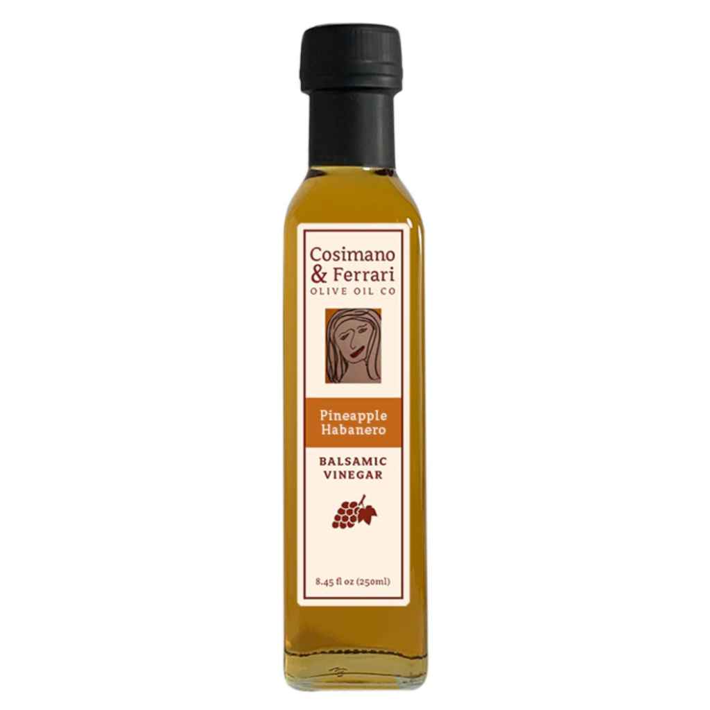 Cosimano &amp; Ferrari Olive Oil Co., Flavored balsamic vinegar, with all natural Pineapple Habanero flavoring. 8.45 fl oz. grown in Italy, bottled in NY, USA.