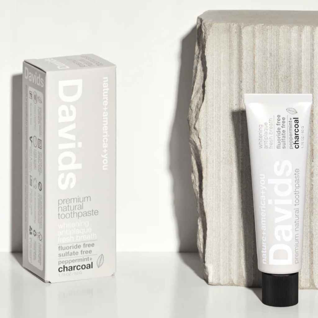 tube of toothpaste in travel size, Davids Premium Toothpaste 1.75oz in Charcoal + Peppermint