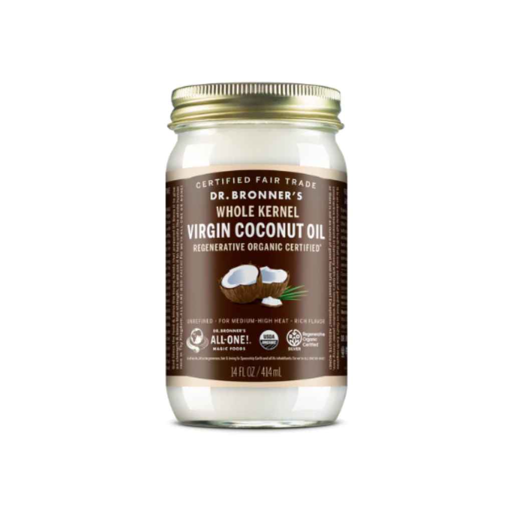 Dr. Bronner&#39;s Whole Kernel Virgin Coconut Oil - regenerative organic certified coconut oil - 14 fl oz glass jar